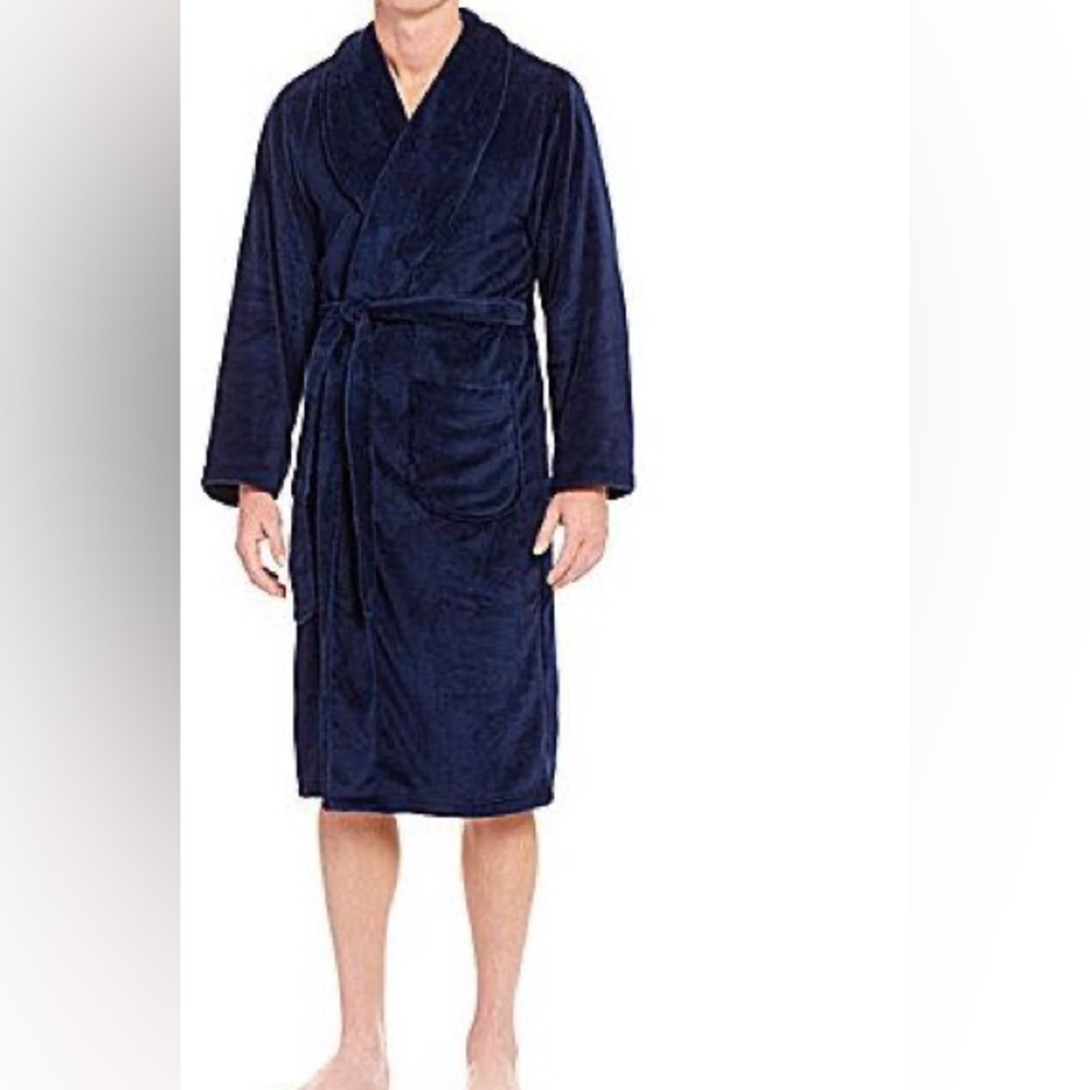 Roundtree & Yorke Big & Tall Robe Long Sleeve Solid Plush Robe